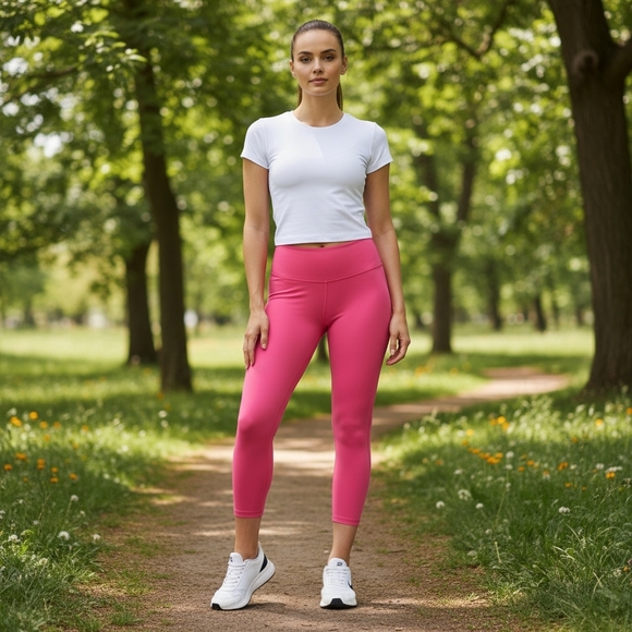 Nike Rush Pink Zenvy Gentle-Support High-Waisted 7/8 Leggings Size XL